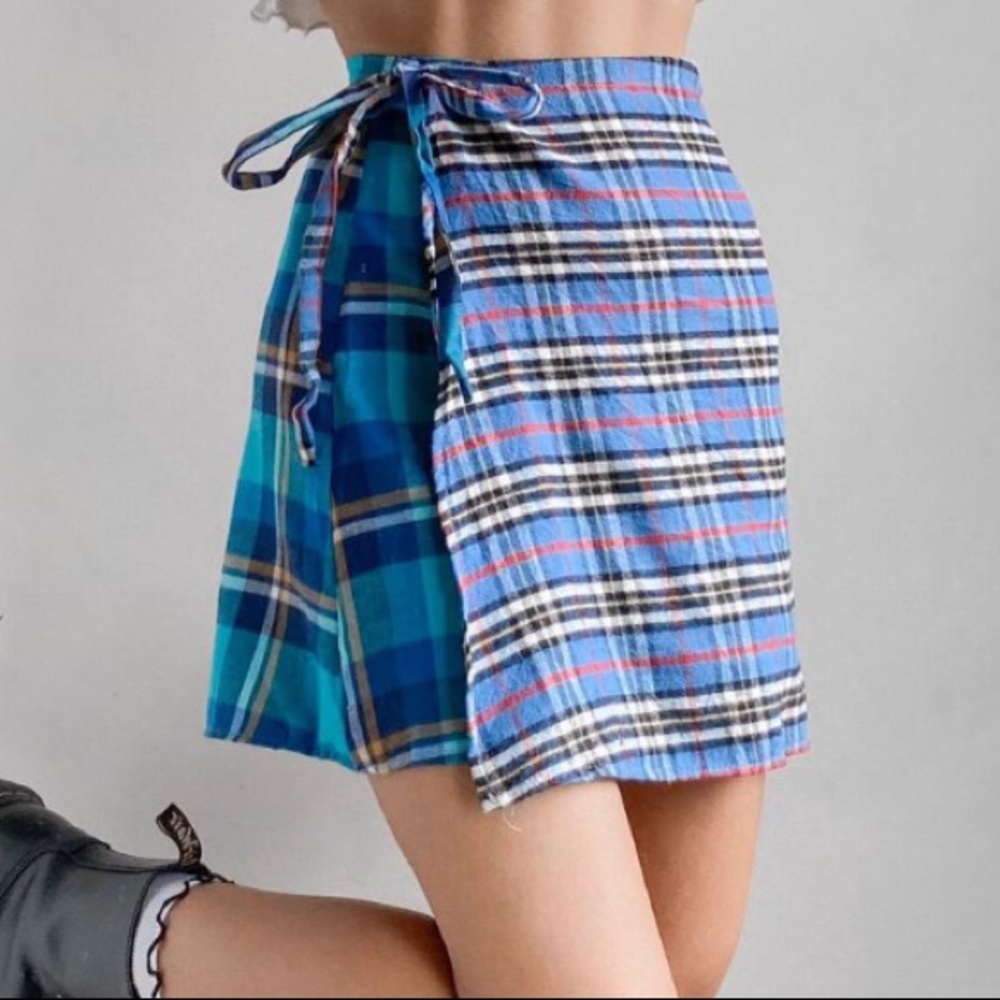 Urban Renewal Vintage Plaid Wrap Skirt